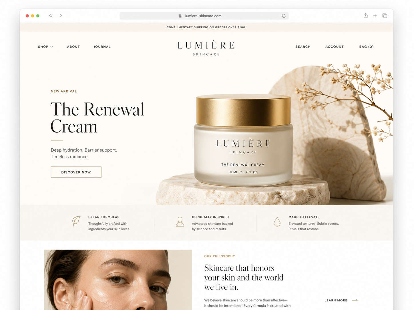 Skincare e-commerce website